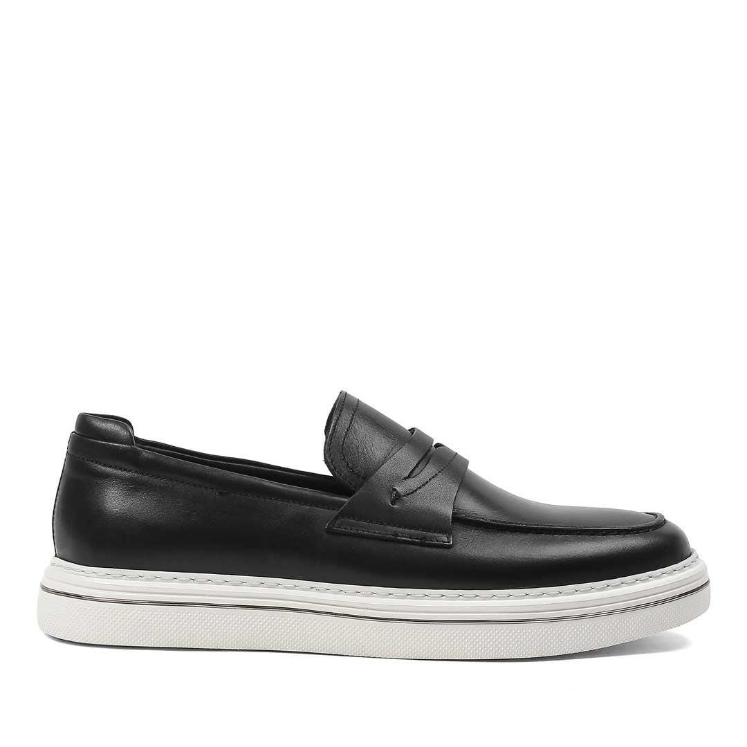 Erkek Siyah Kalın Tabanlı Deri Loafer