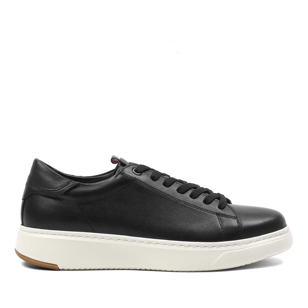 Erkek Siyah Kalın Tabanlı Deri Sneaker