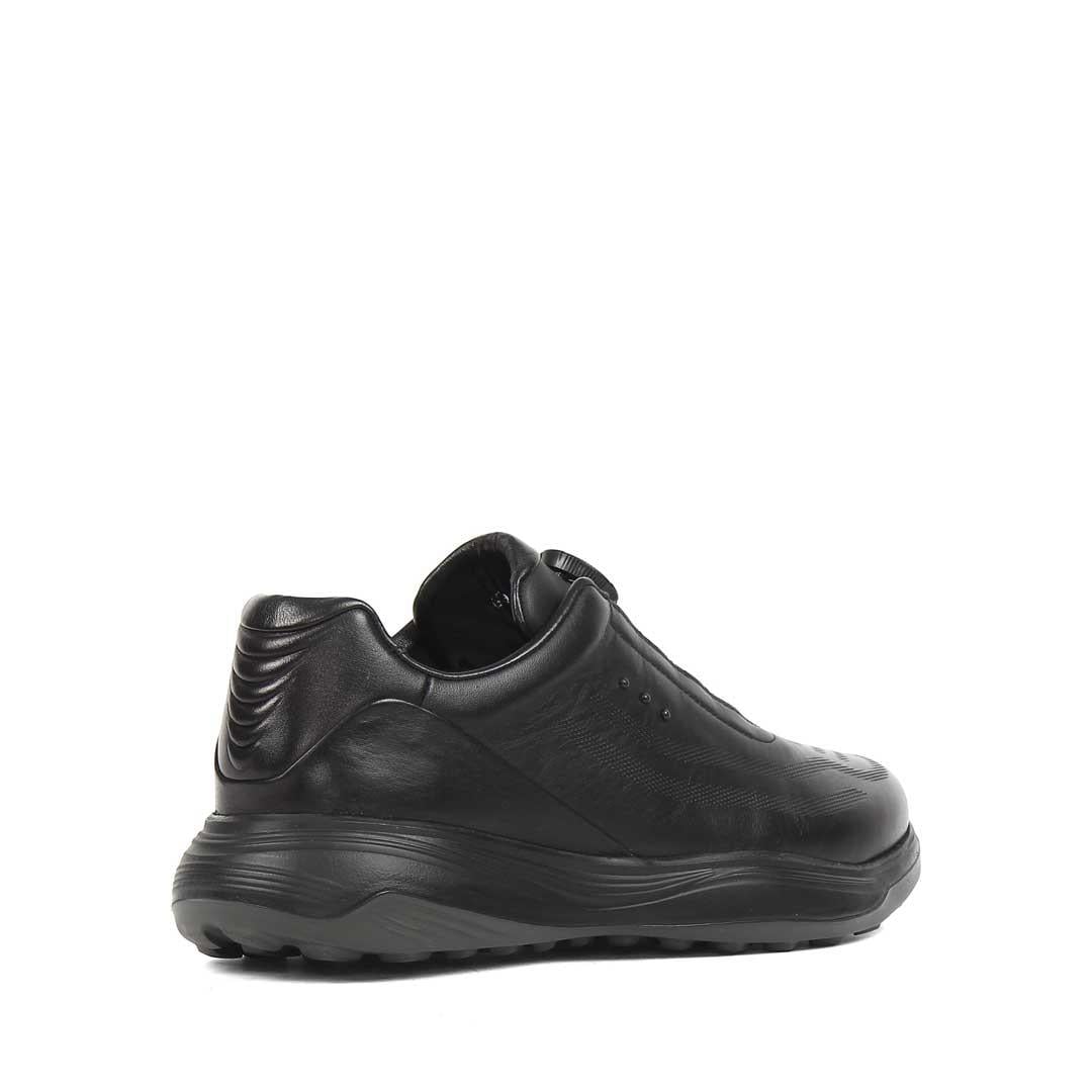 Erkek Siyah Kalın Tabanlı Deri Sneaker