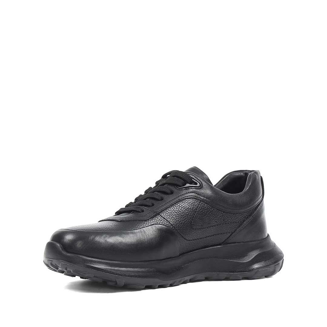 Erkek Siyah Kalın Tabanlı Deri Sneaker