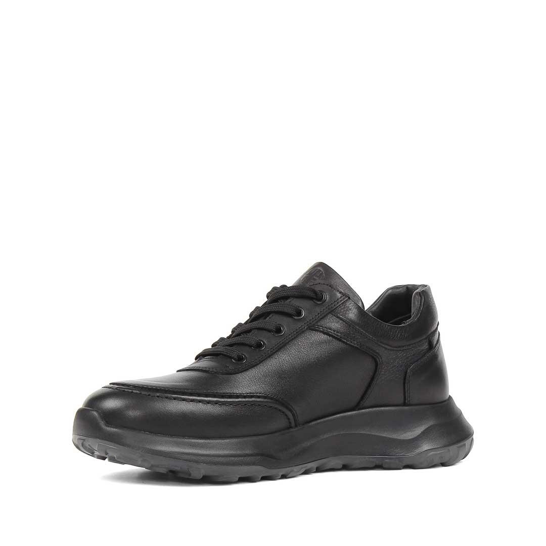 Erkek Siyah Kalın Tabanlı Deri Sneaker