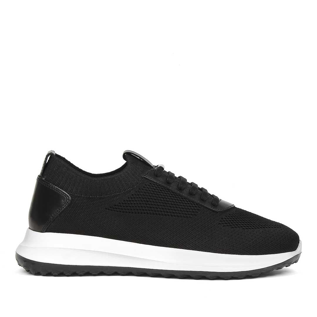 Erkek Siyah Kalın Tabanlı Deri Sneaker