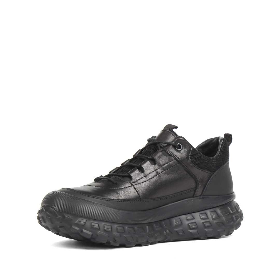 Erkek Siyah Kalın Tabanlı Deri Sneaker
