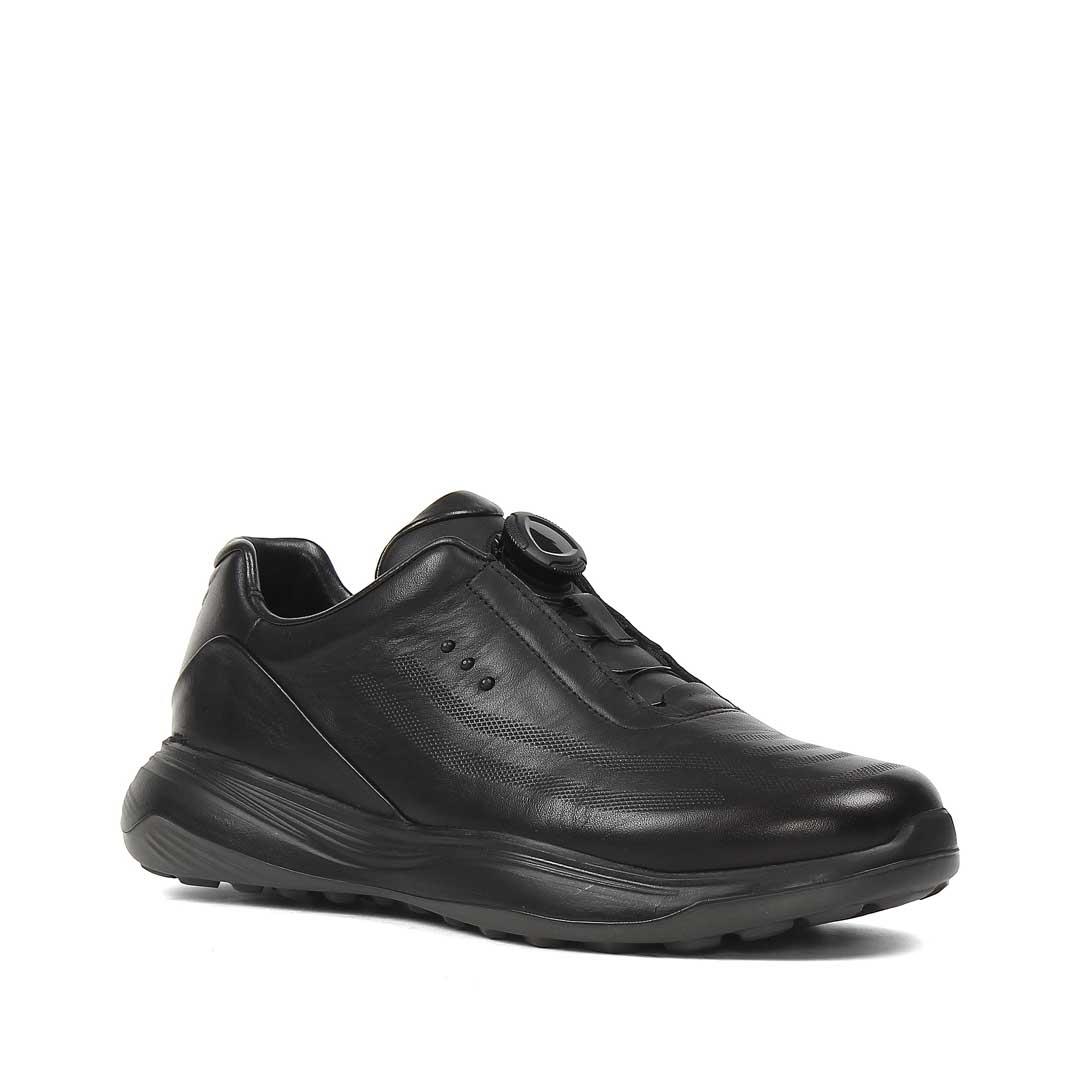 Erkek Siyah Kalın Tabanlı Deri Sneaker