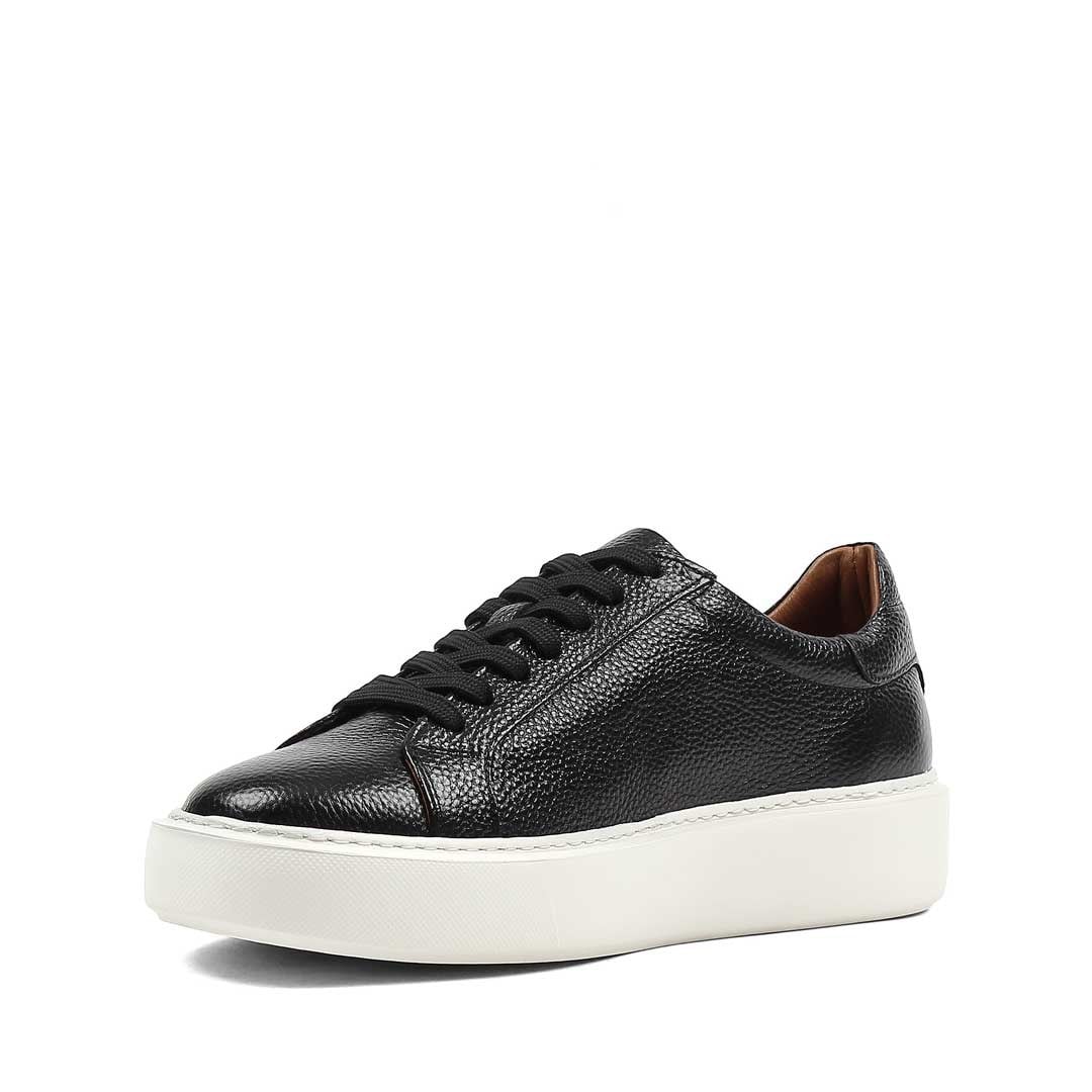 Erkek Siyah Kalın Tabanlı Deri Sneaker