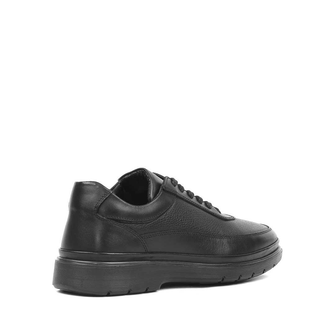 Erkek Siyah Kalın Tabanlı Deri Sneaker
