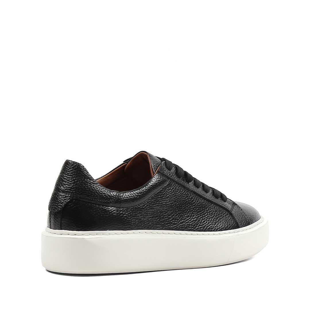 Erkek Siyah Kalın Tabanlı Deri Sneaker