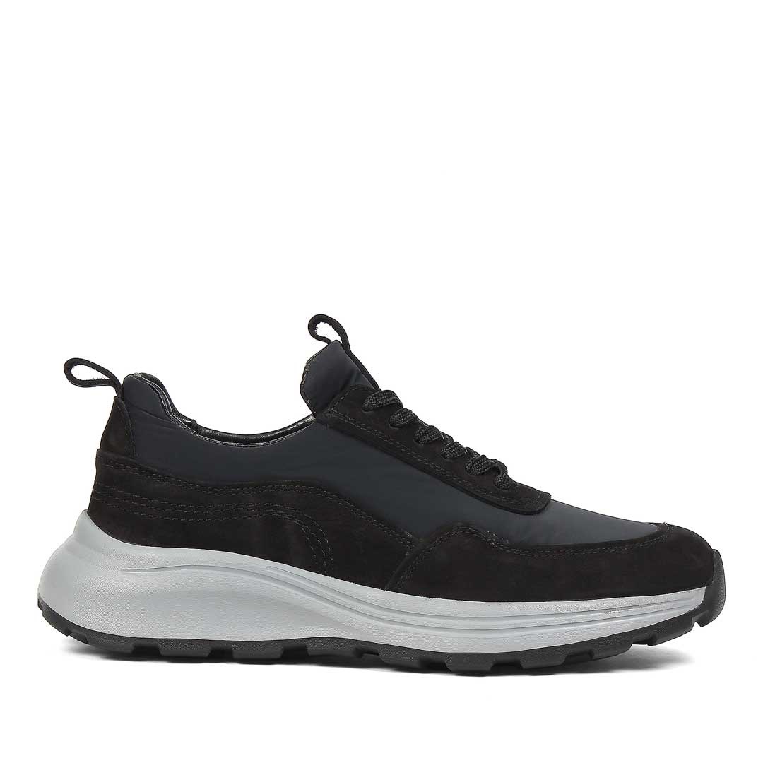 Erkek Siyah Kalın Tabanlı Nubuk Deri Sneaker