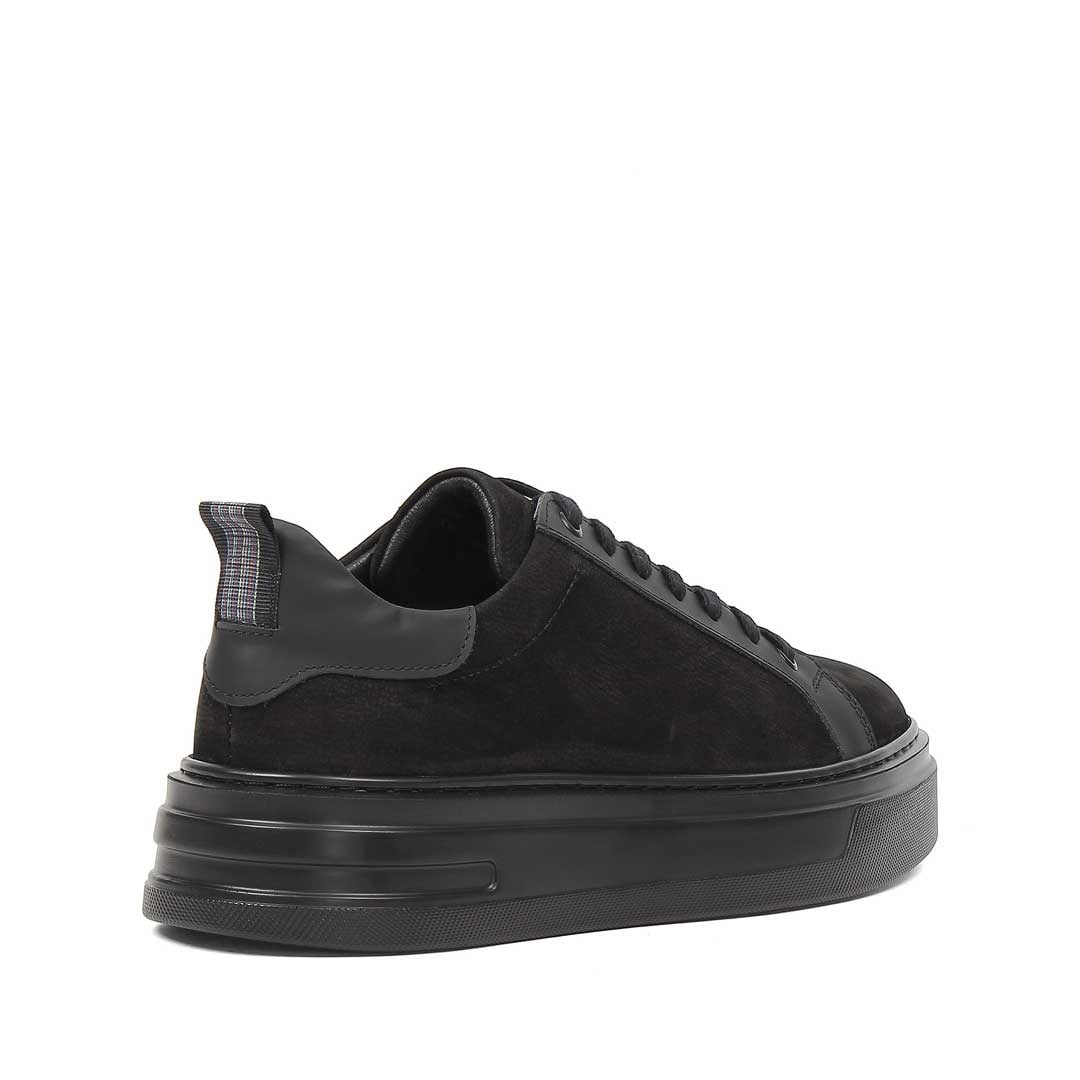 Erkek Siyah Kalın Tabanlı Nubuk Deri Sneaker