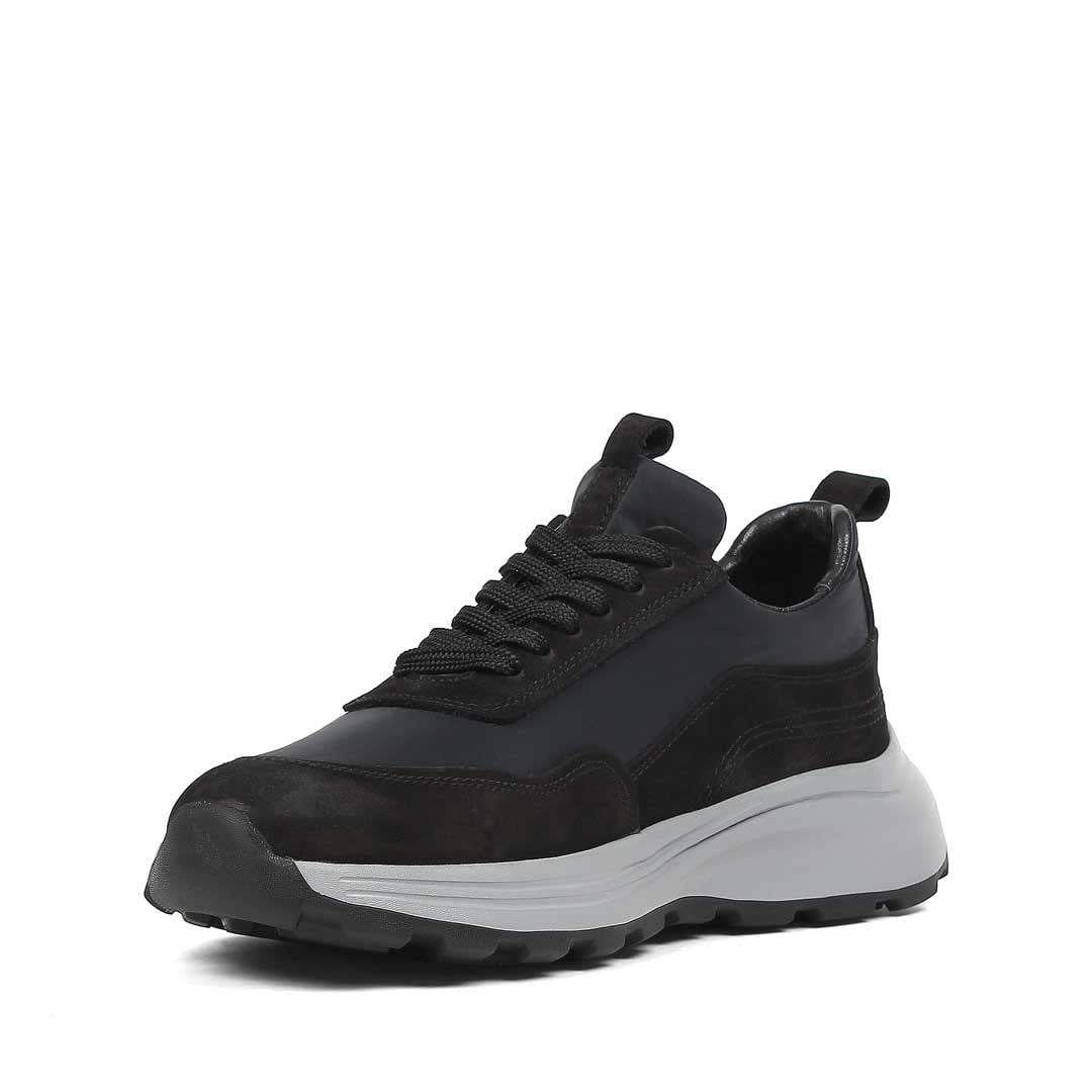 Erkek Siyah Kalın Tabanlı Nubuk Deri Sneaker