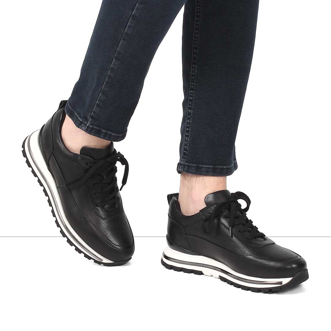 Erkek Siyah Kalın Tabanlı Sneaker