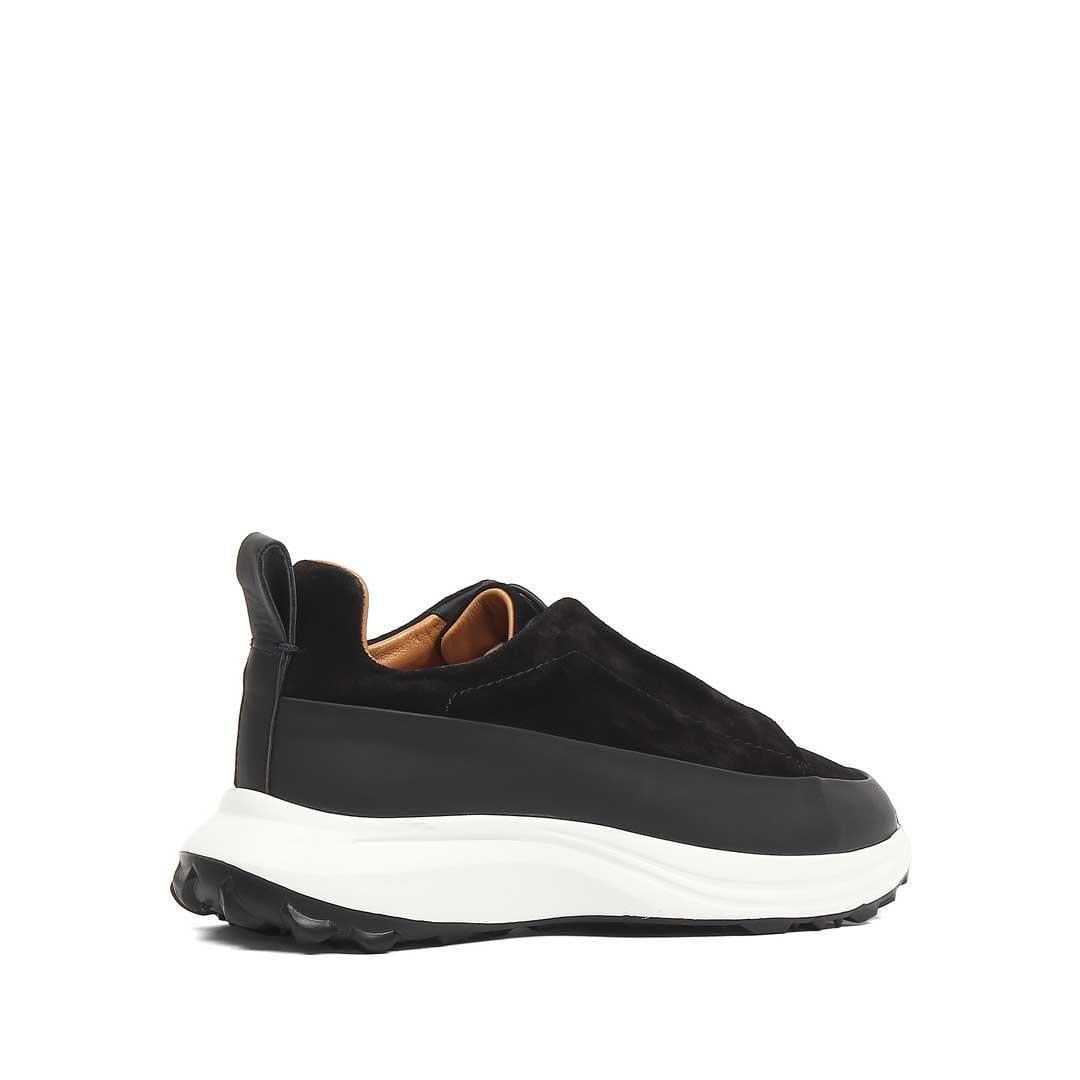 Erkek Siyah Kalın Tabanlı Süet Deri Sneaker