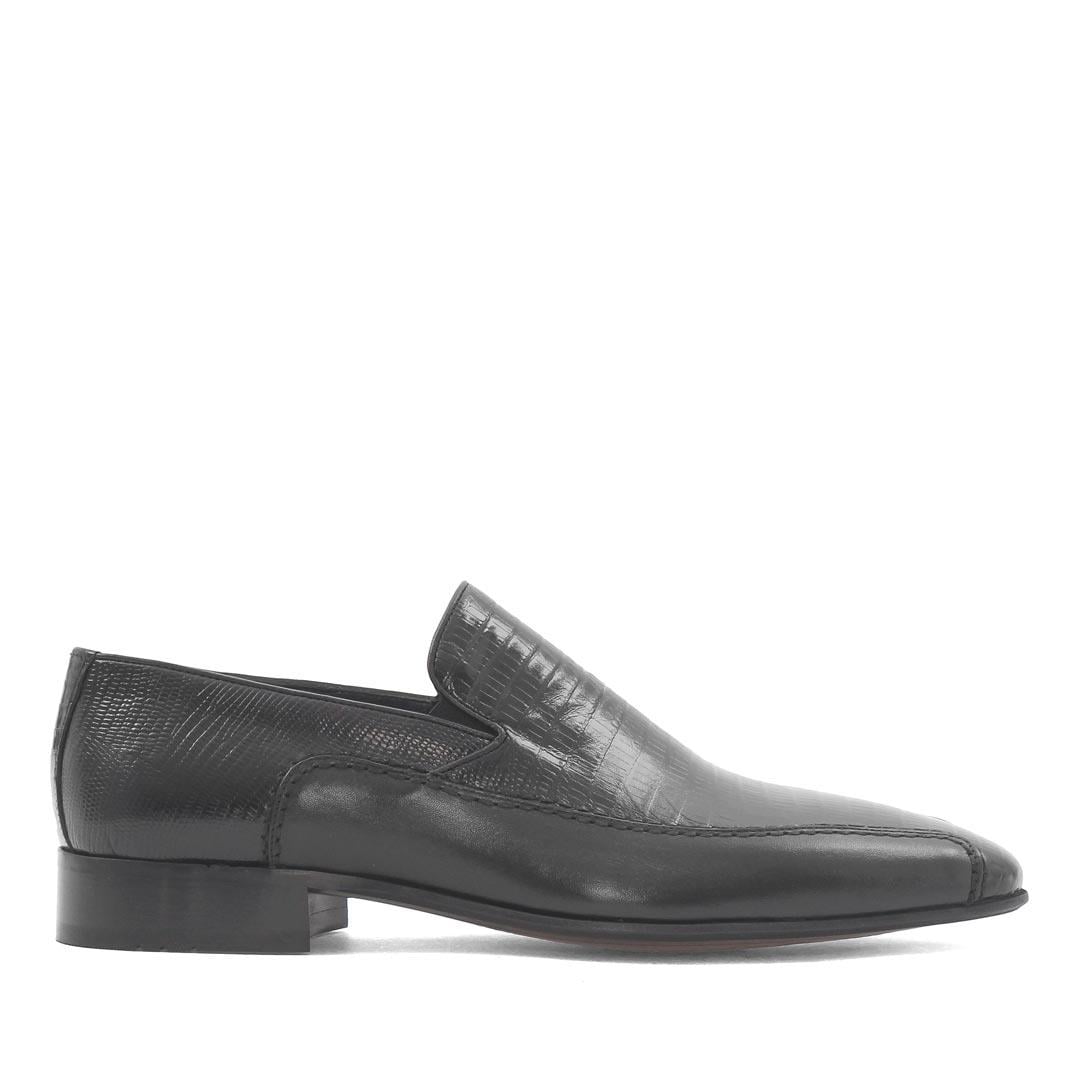 Erkek Siyah Kroko Deri Loafer