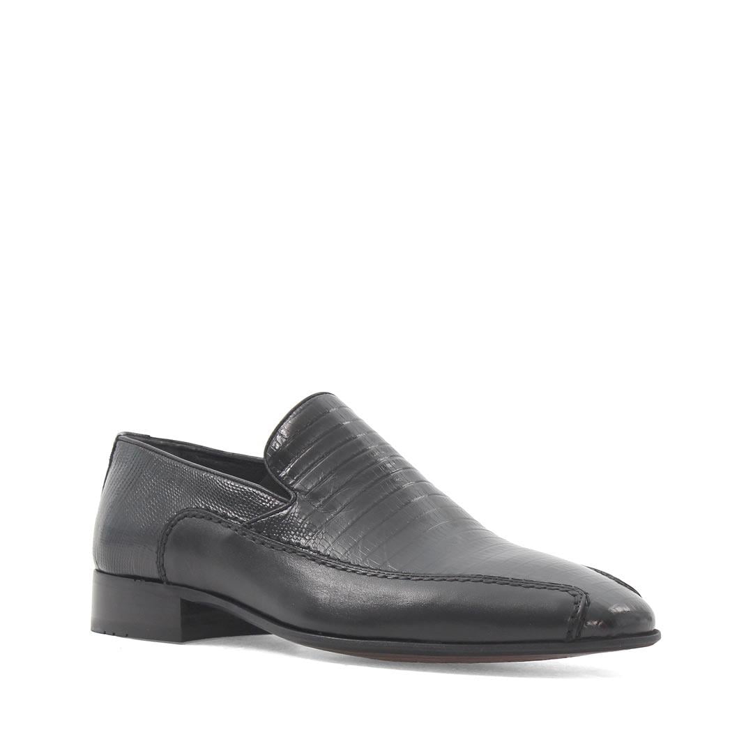 Erkek Siyah Kroko Deri Loafer