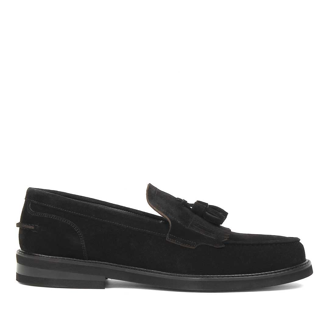 Erkek Siyah Püsküllü Süet Deri Loafer