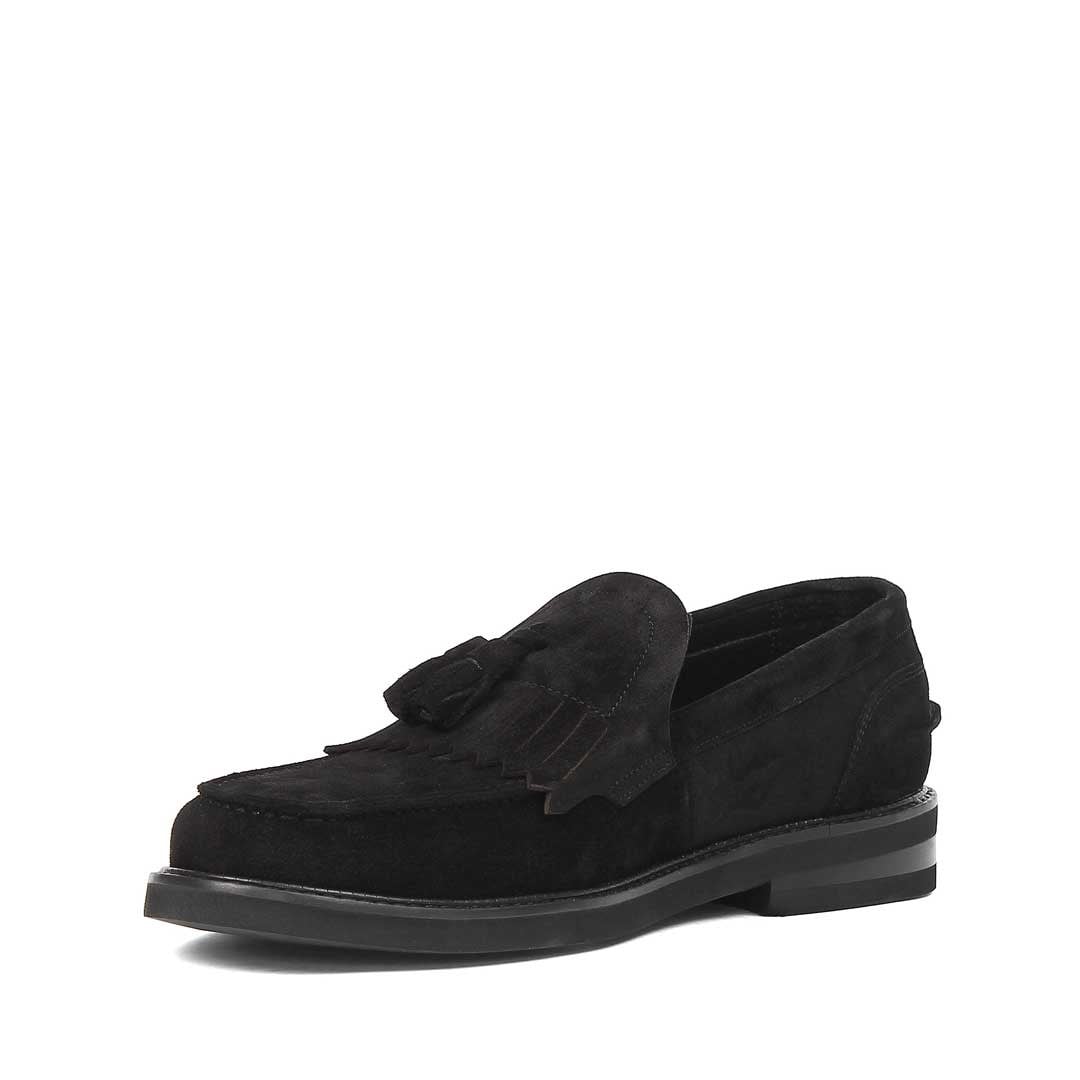 Erkek Siyah Püsküllü Süet Deri Loafer