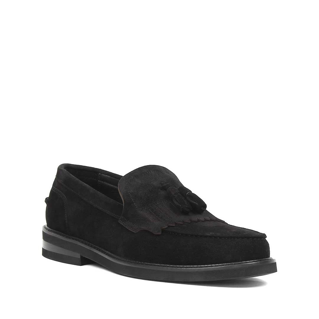 Erkek Siyah Püsküllü Süet Deri Loafer