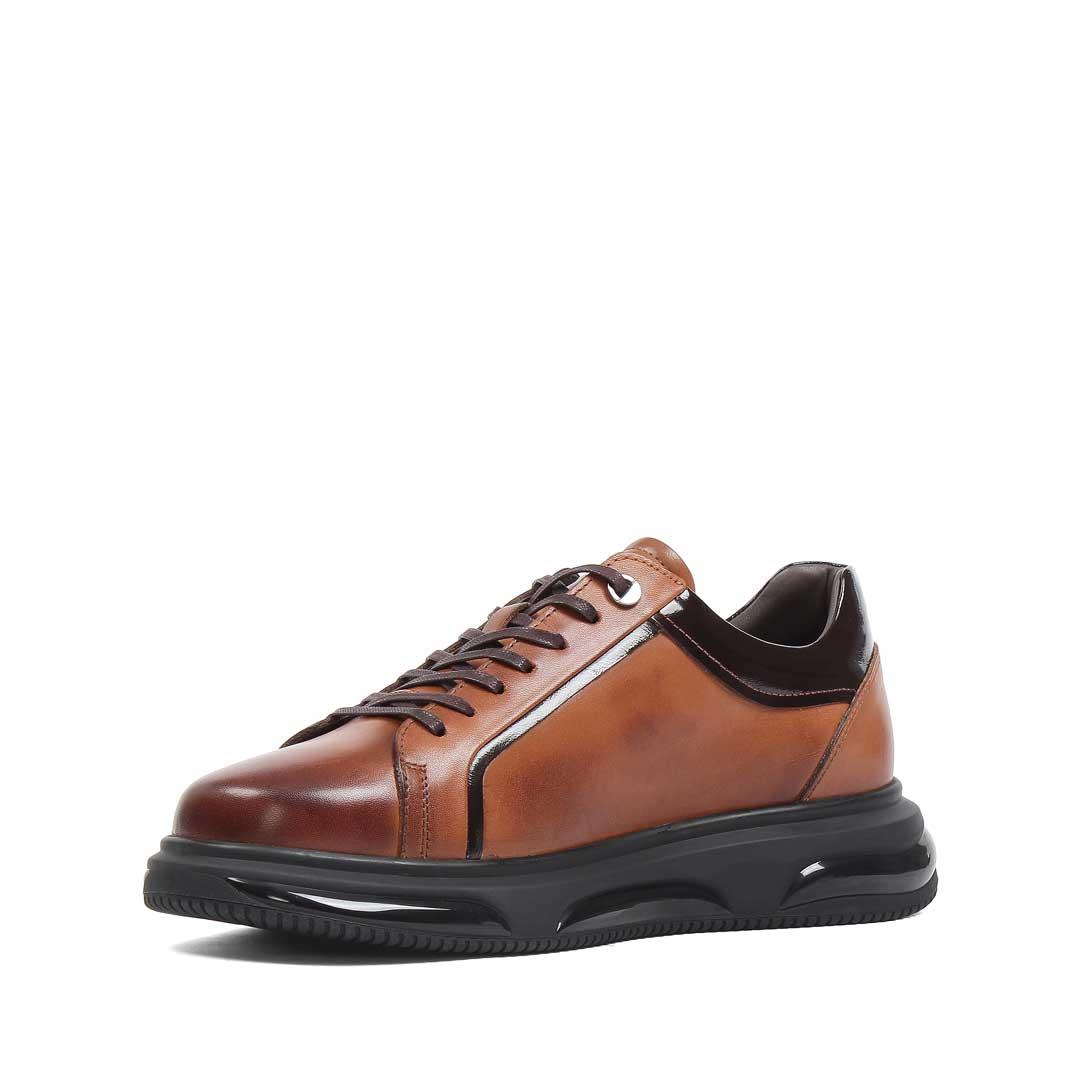 Erkek Taba Bağcıklı Kalın Tabanlı Deri Sneaker