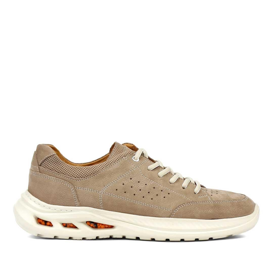 Erkek Vizon Bağcıklı Kalın Tabanlı Nubuk Deri Sneaker