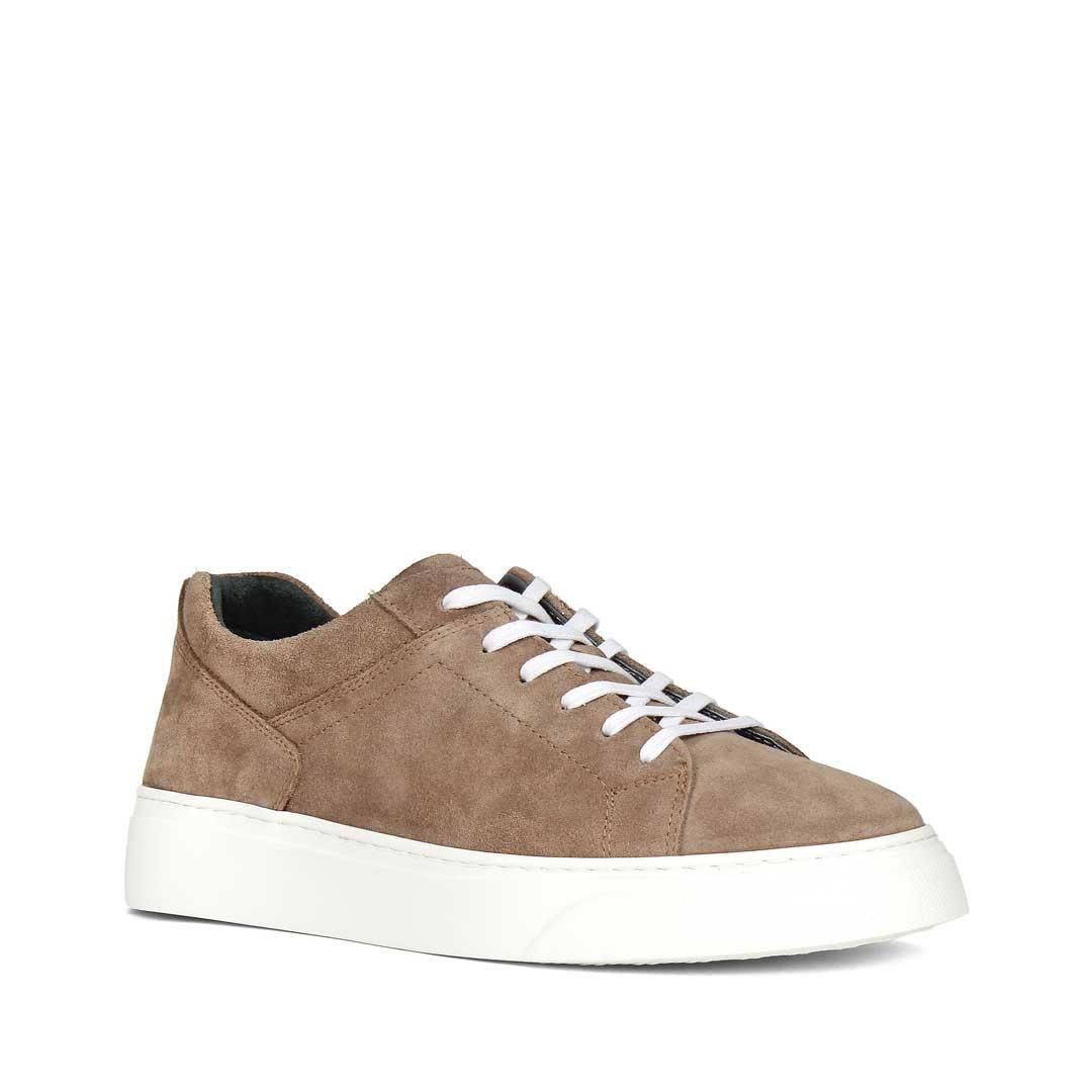 Erkek Vizon Bağcıklı Kalın Tabanlı Süet Deri Sneaker