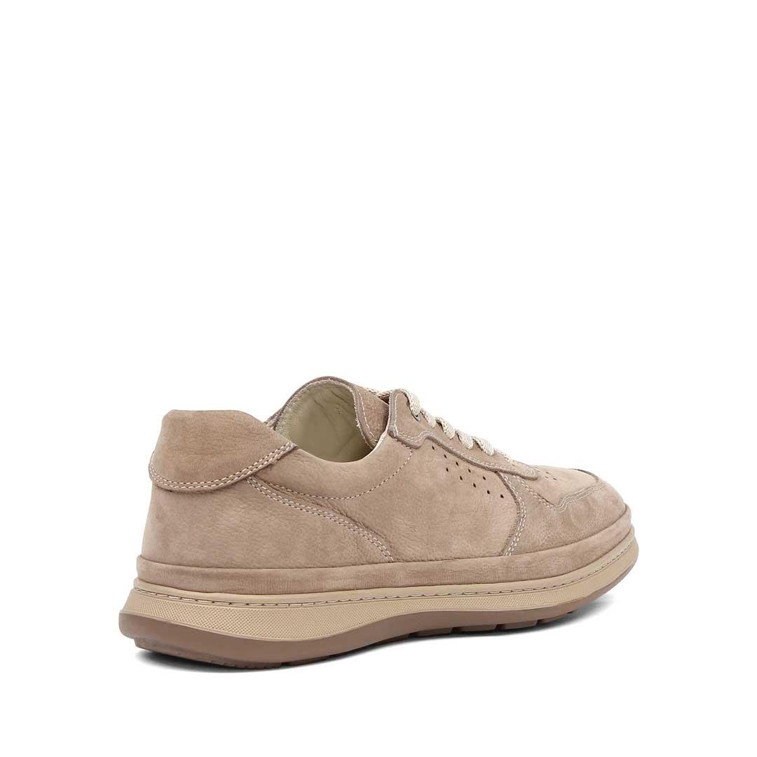 Erkek Vizon Bağcıklı Nubuk Deri Sneaker