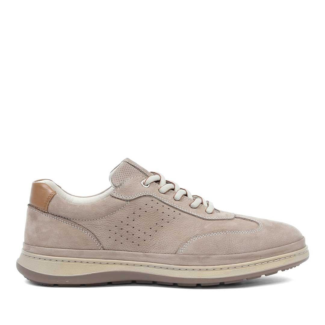 Erkek Vizon Bağcıklı Nubuk Deri Sneaker