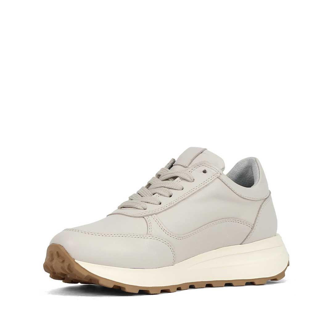 Kadın Bej Bağcıklı Fermuarlı Deri Sneaker