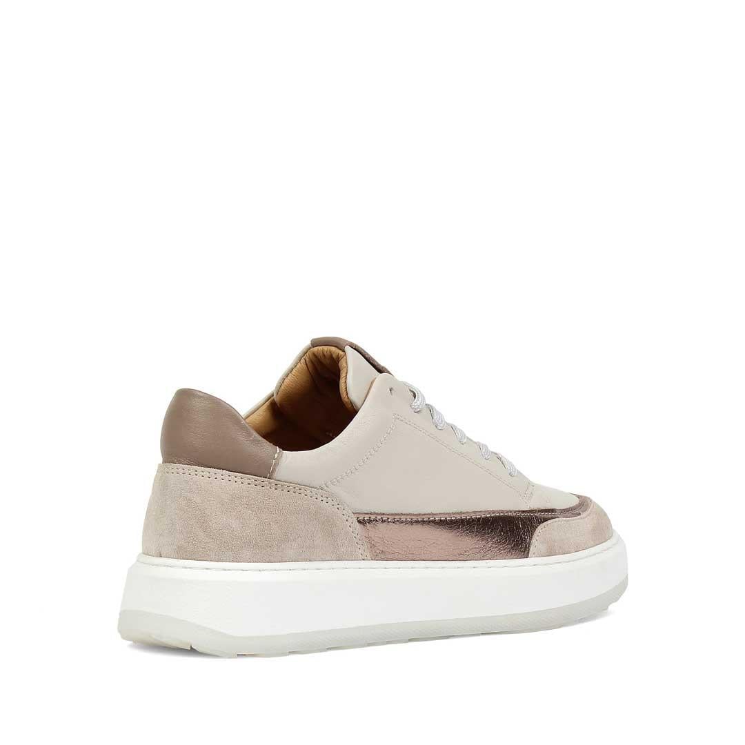 Kadın Bej Bağcıklı Kalın Tabanlı Deri Sneaker