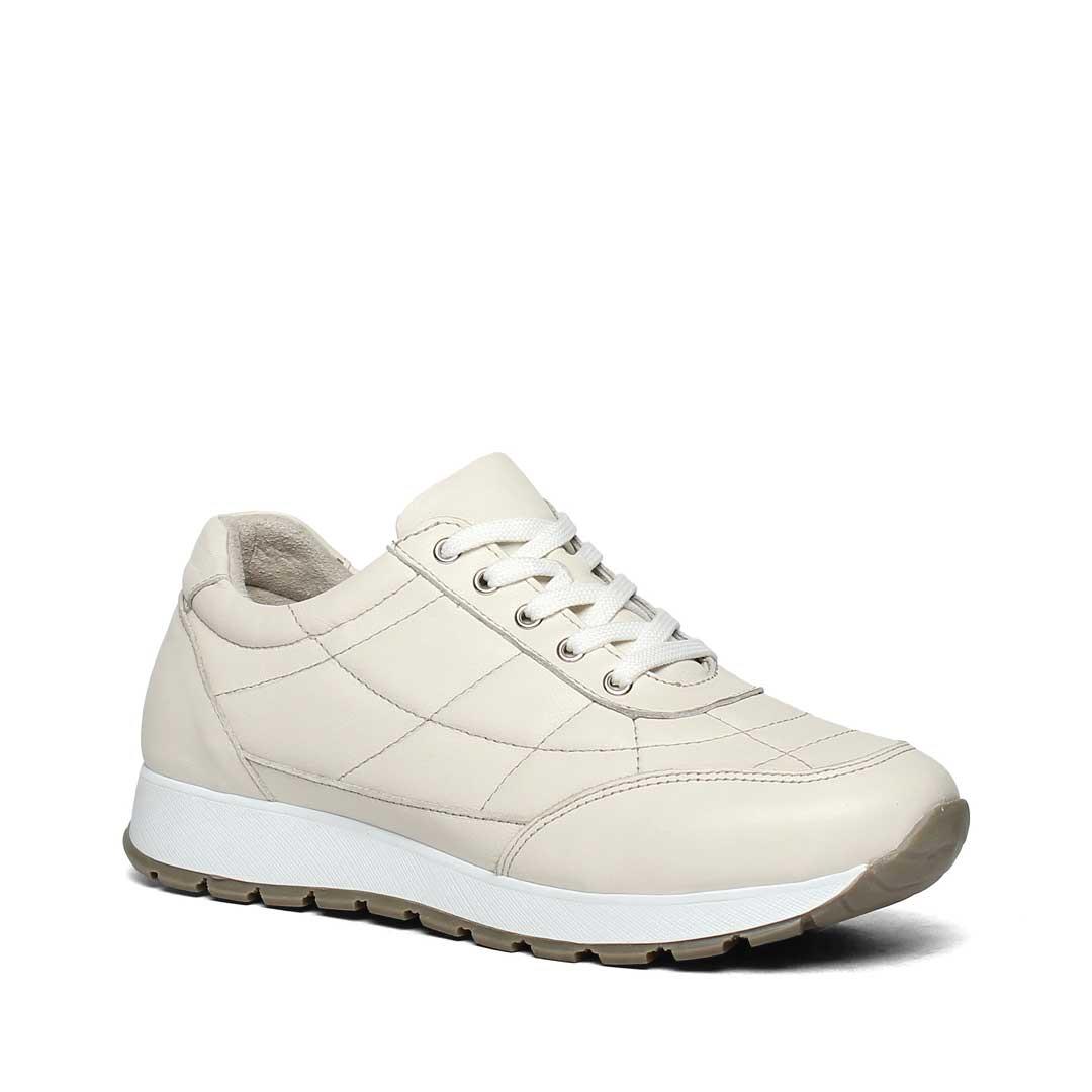Kadın Bej Bağcıklı Kalın Tabanlı Deri Sneaker