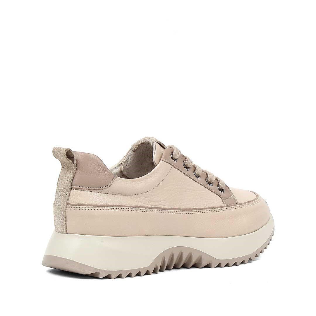 Kadın Bej Kalın Tabanlı Deri Sneaker