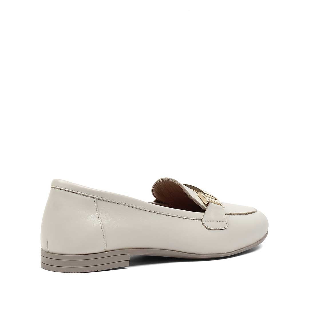 Kadın Bej Tokalı Deri Loafer