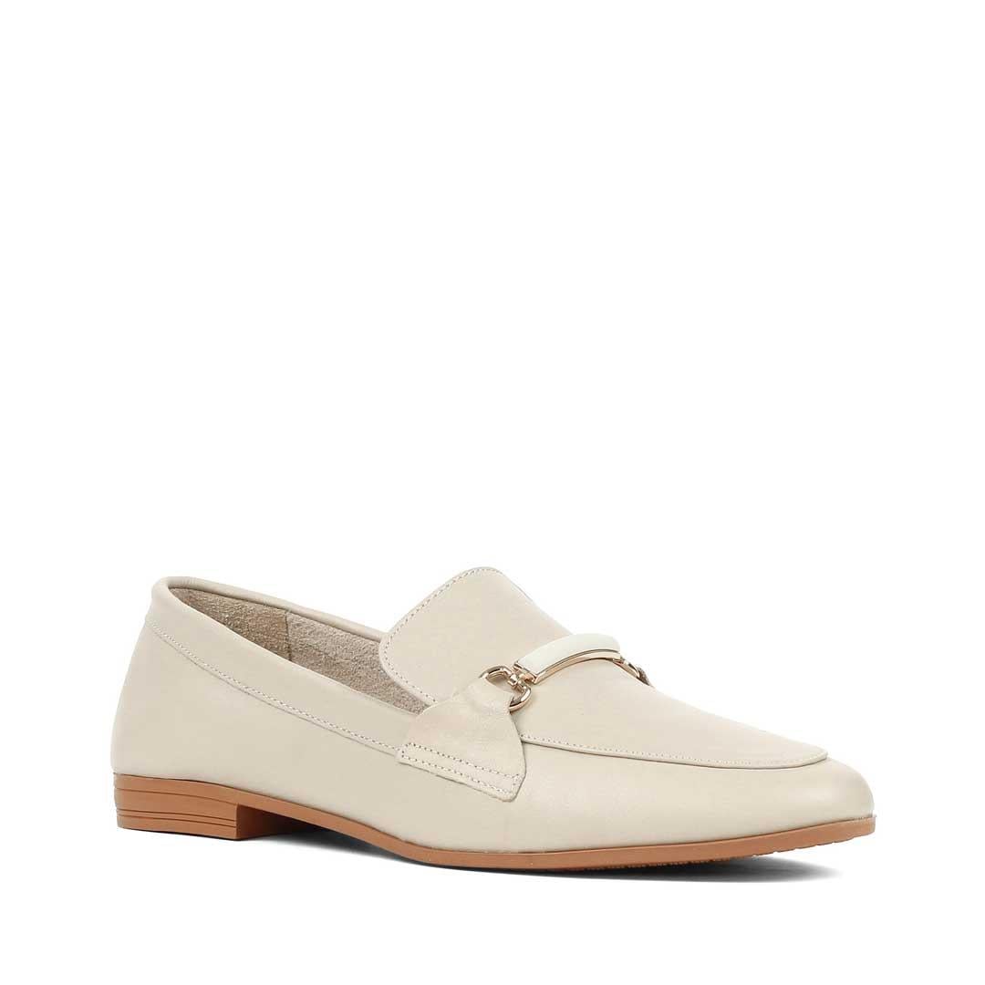 Kadın Bej Tokalı Deri Loafer