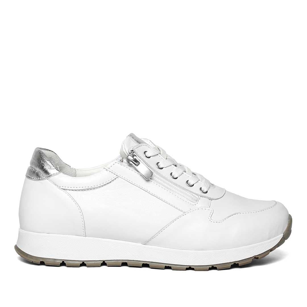 Kadın Beyaz Bağcıklı Fermuarlı Deri Sneaker