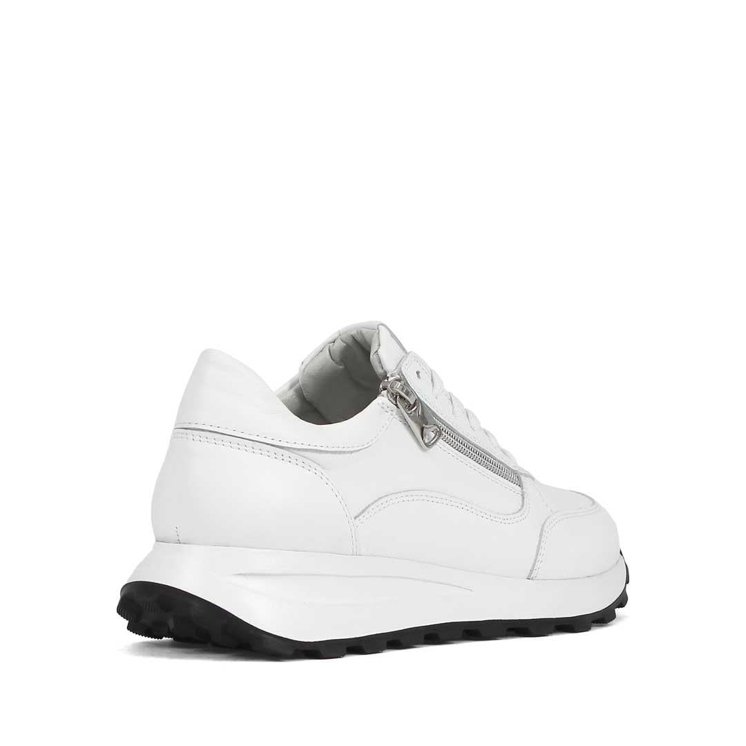 Kadın Beyaz Bağcıklı Fermuarlı Deri Sneaker