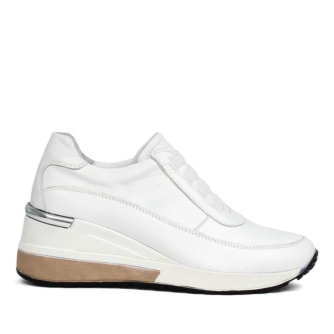 Kadın Beyaz Dolgu Topuklu Deri Sneaker
