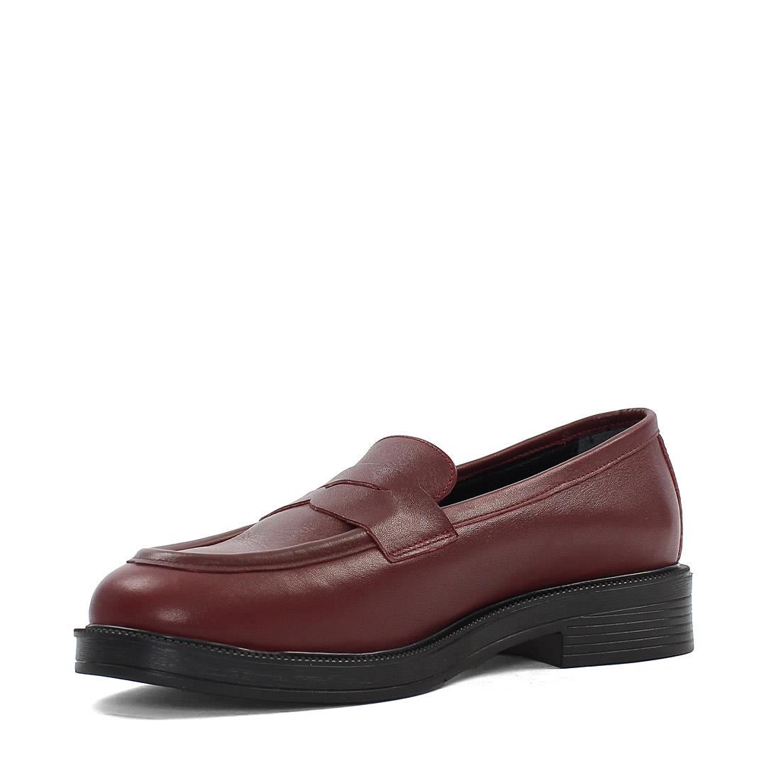 Kadın Bordo Deri Loafer