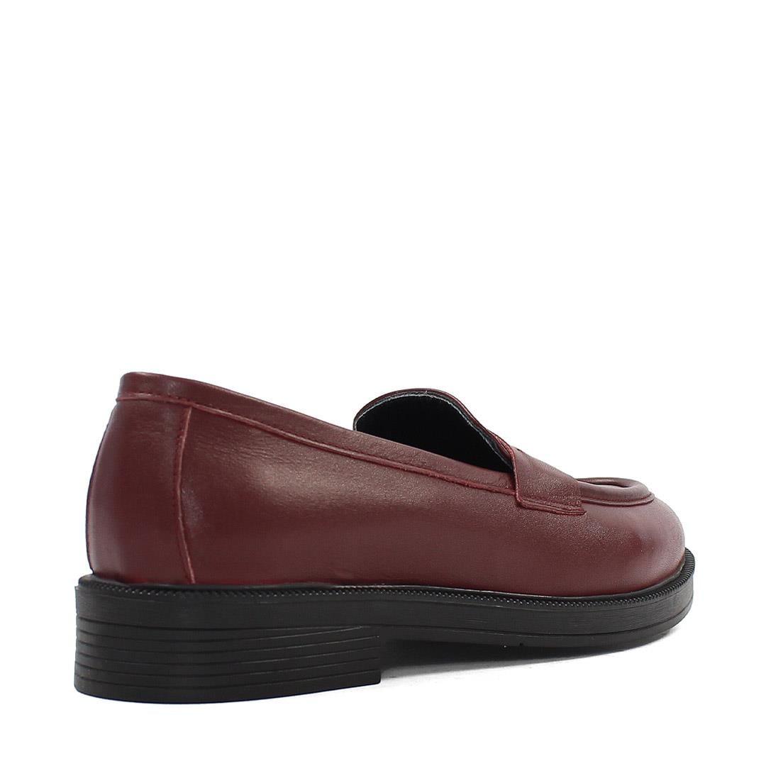 Kadın Bordo Deri Loafer