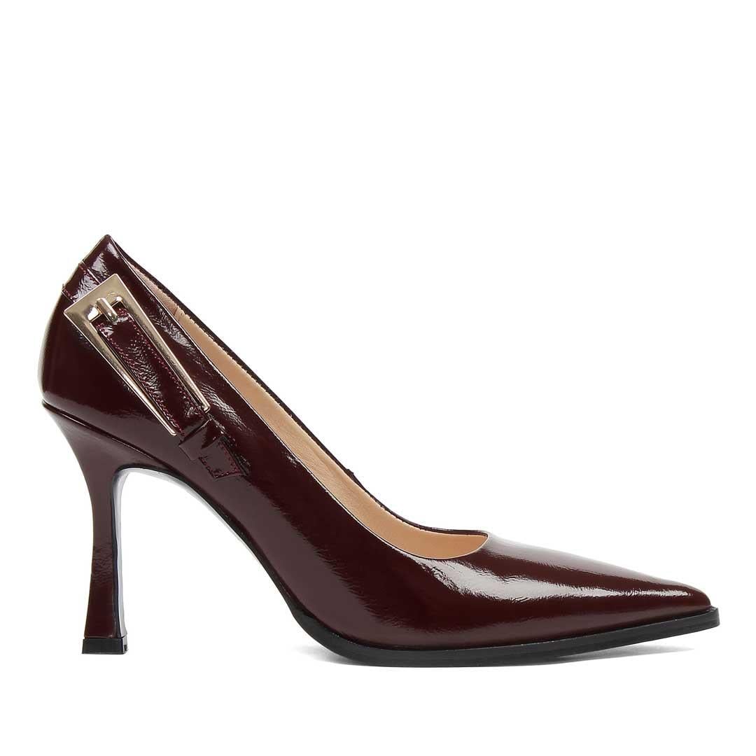 Kadın Bordo İnce Topuklu Rugan Deri Stiletto