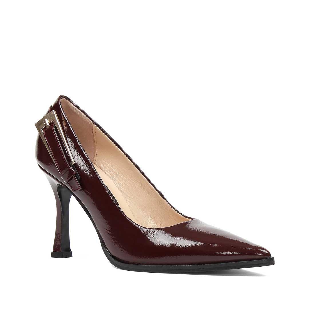 Kadın Bordo İnce Topuklu Rugan Deri Stiletto
