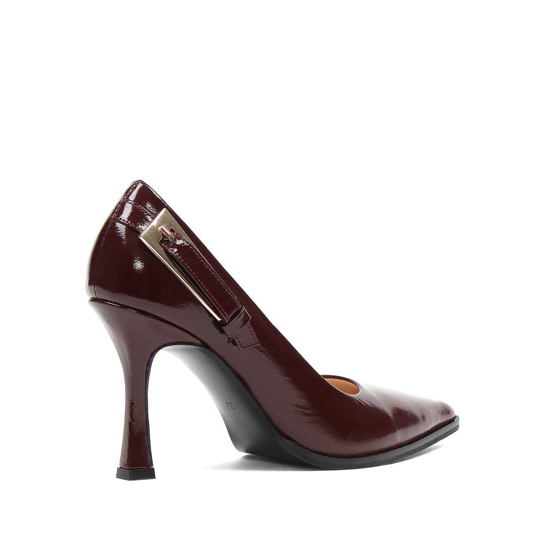 Kadın Bordo İnce Topuklu Rugan Deri Stiletto