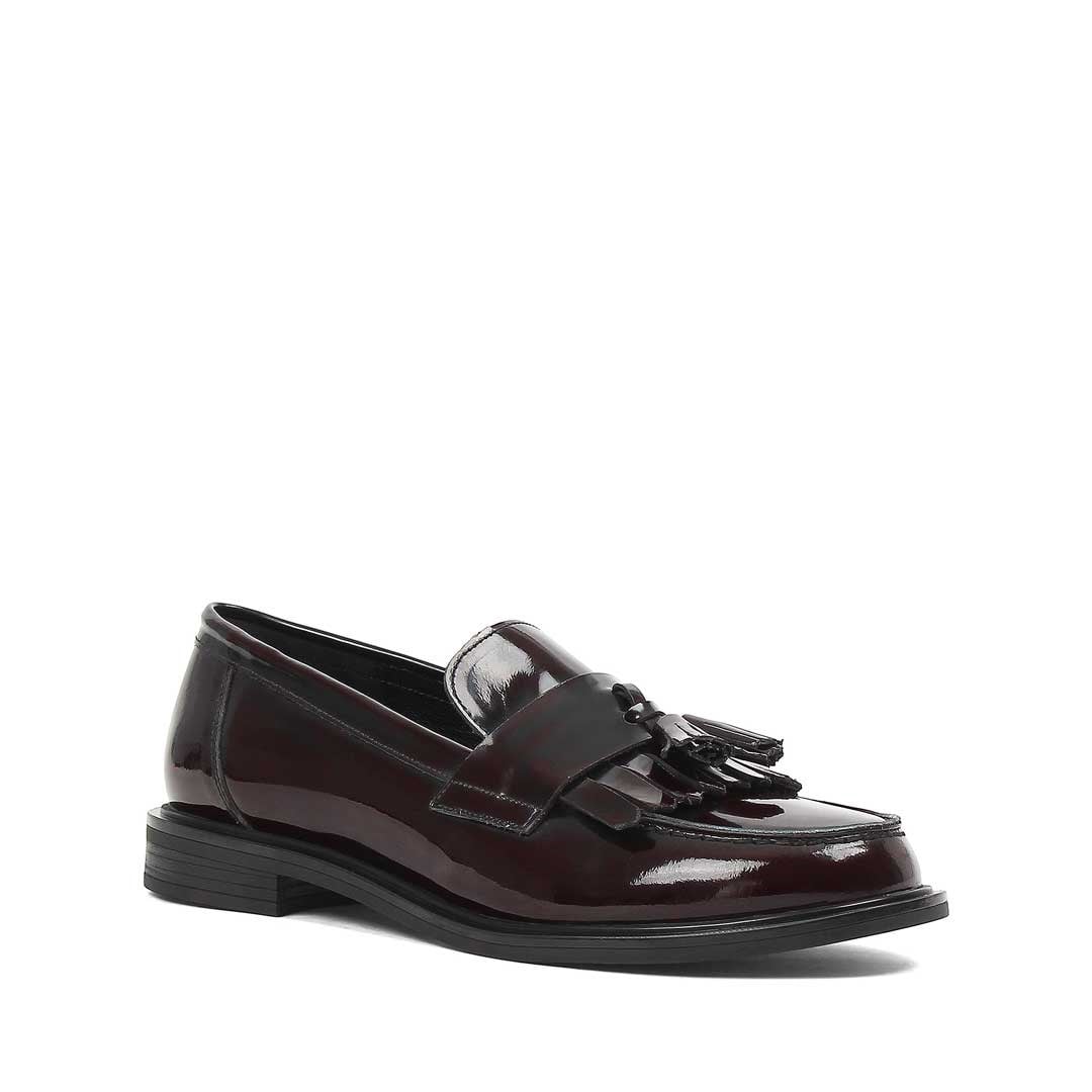 Kadın Bordo Püsküllü Açma Deri Loafer