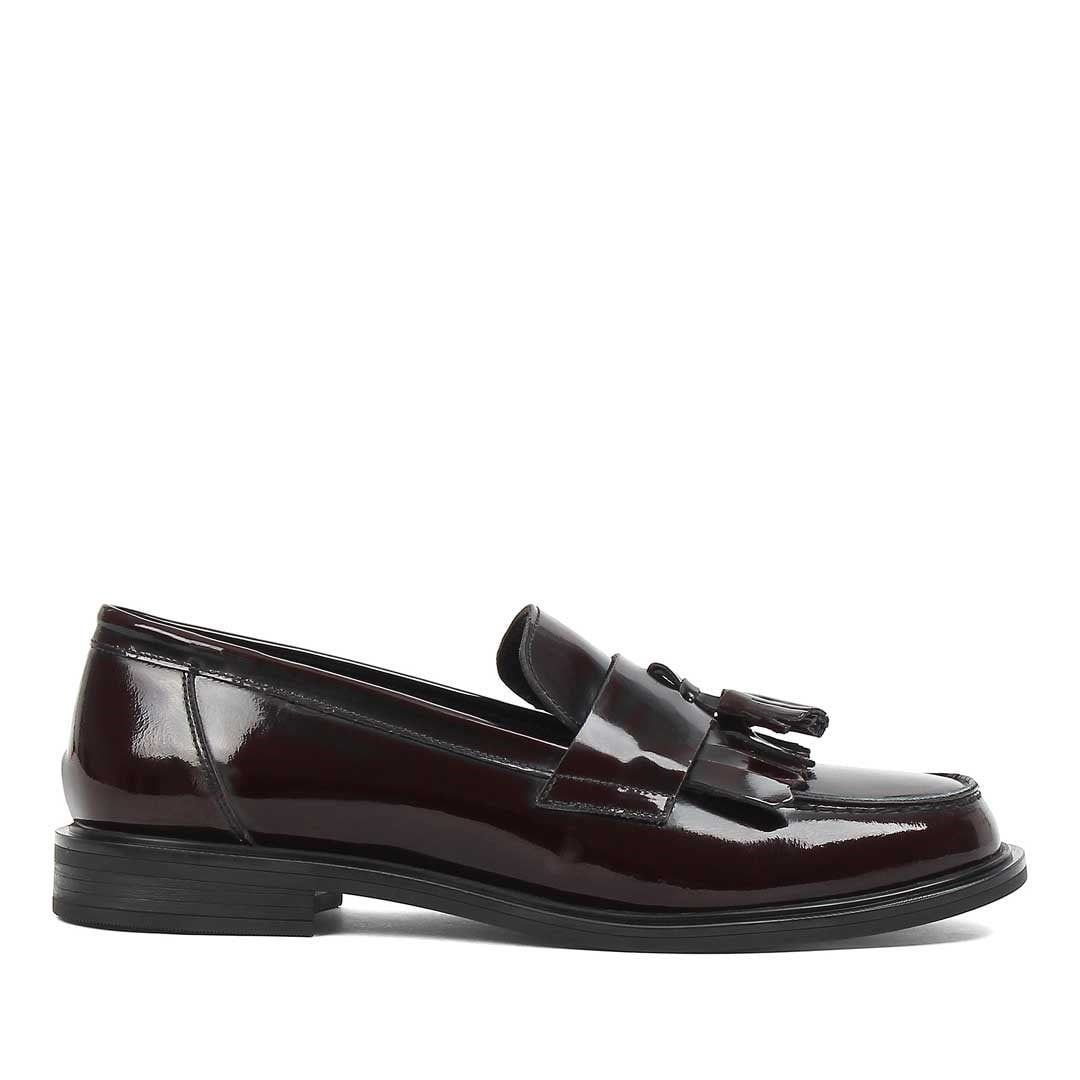 Kadın Bordo Püsküllü Açma Deri Loafer