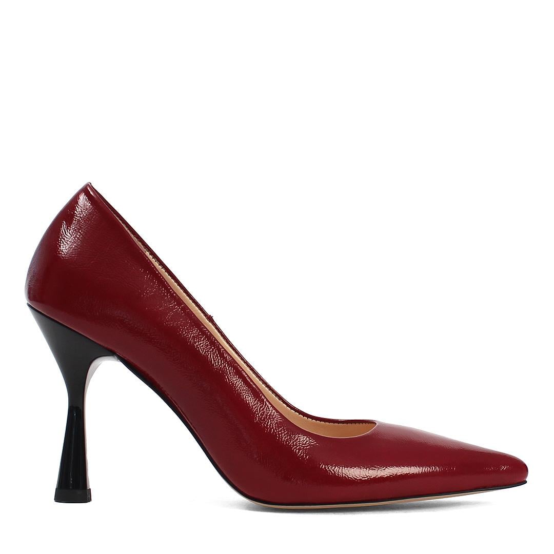 Kadın Bordo Yüksek İnce Topuklu Rugan Deri Stiletto