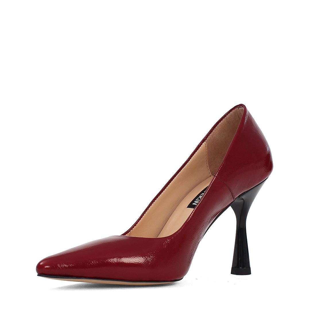 Kadın Bordo Yüksek İnce Topuklu Rugan Deri Stiletto