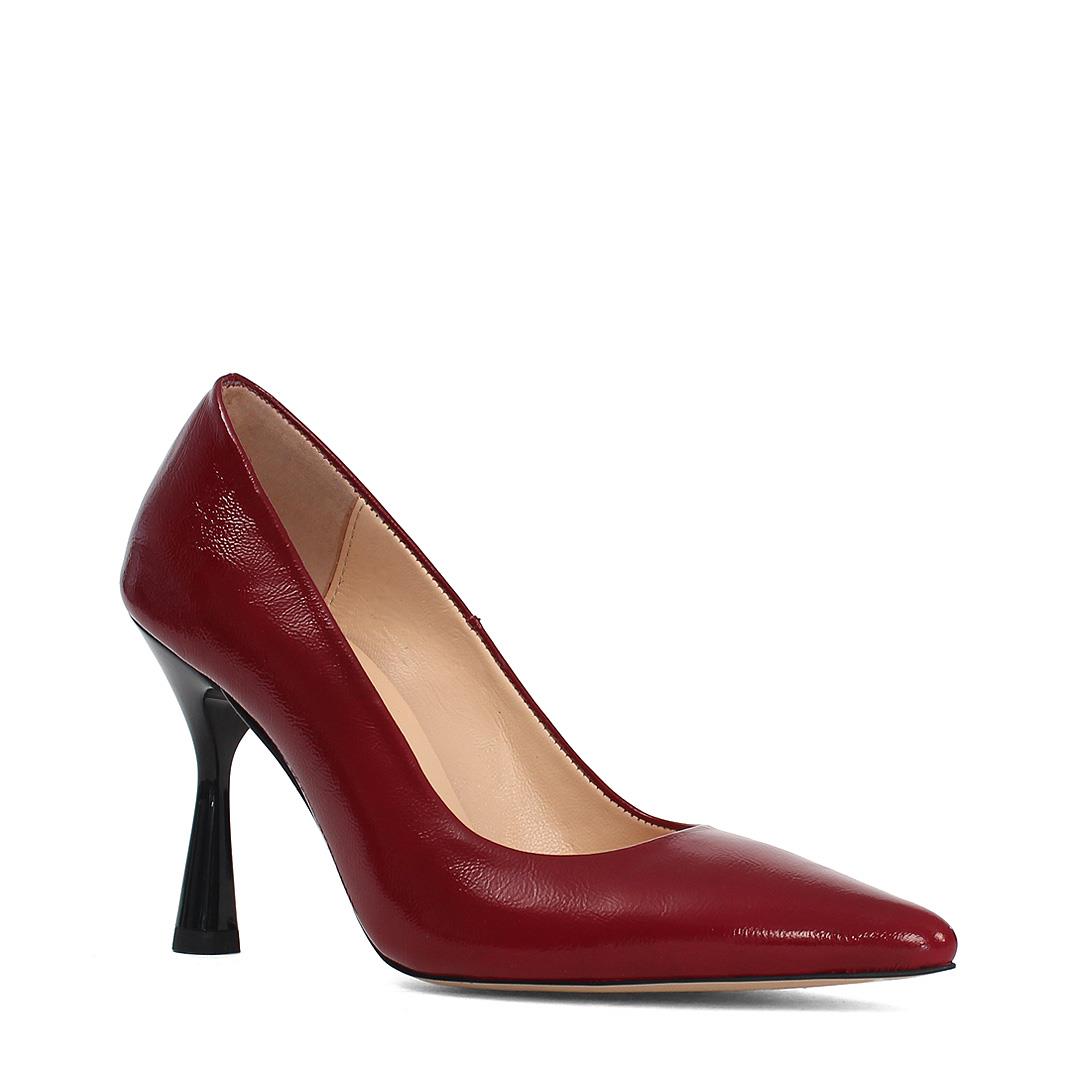 Kadın Bordo Yüksek İnce Topuklu Rugan Deri Stiletto