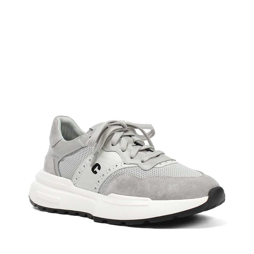 Kadın Gri Bağcıklı Kalın Tabanlı Süet Deri Sneaker