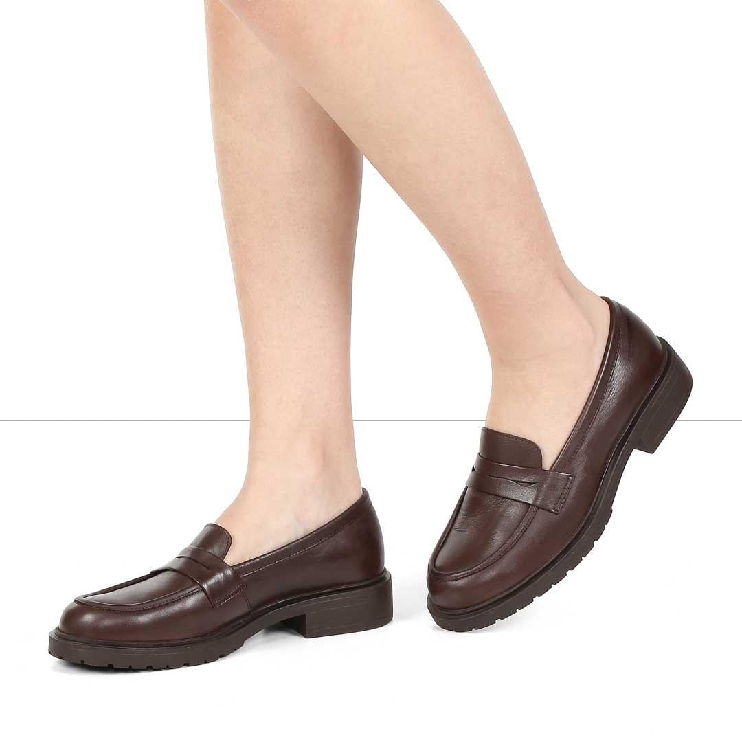 Kadın Kahverengi Deri Loafer