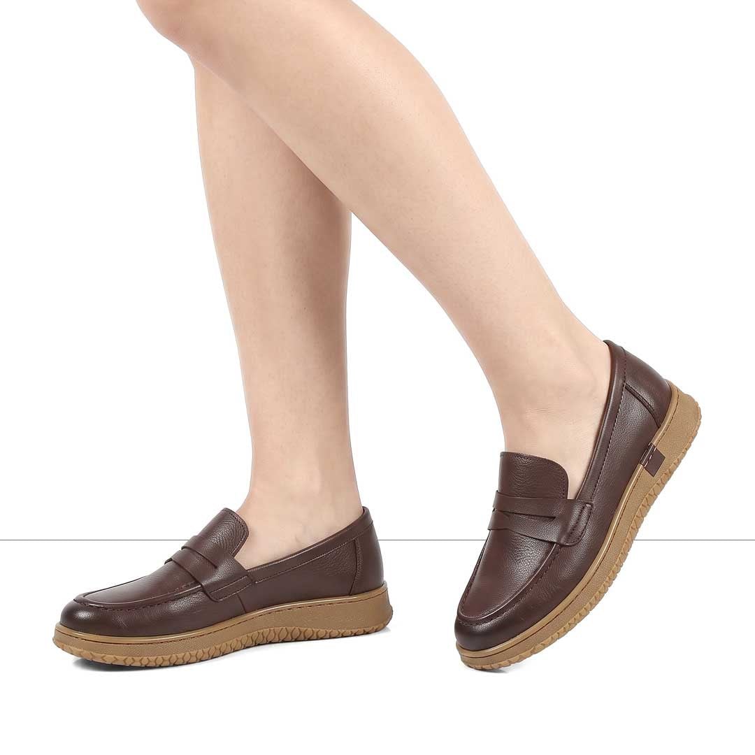 Kadın Kahverengi Deri Loafer