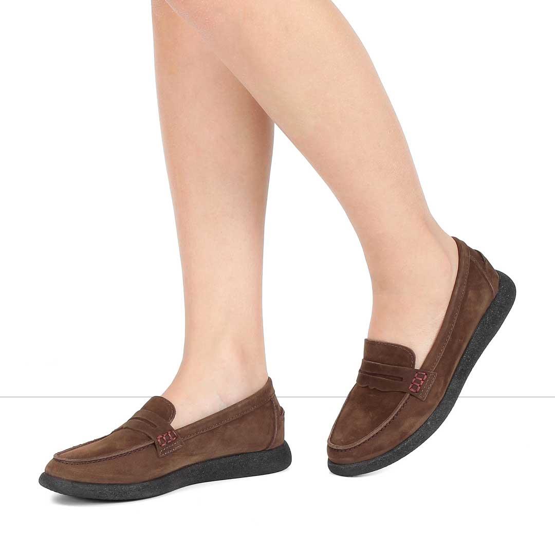 Kadın Kahverengi Nubuk Deri Loafer