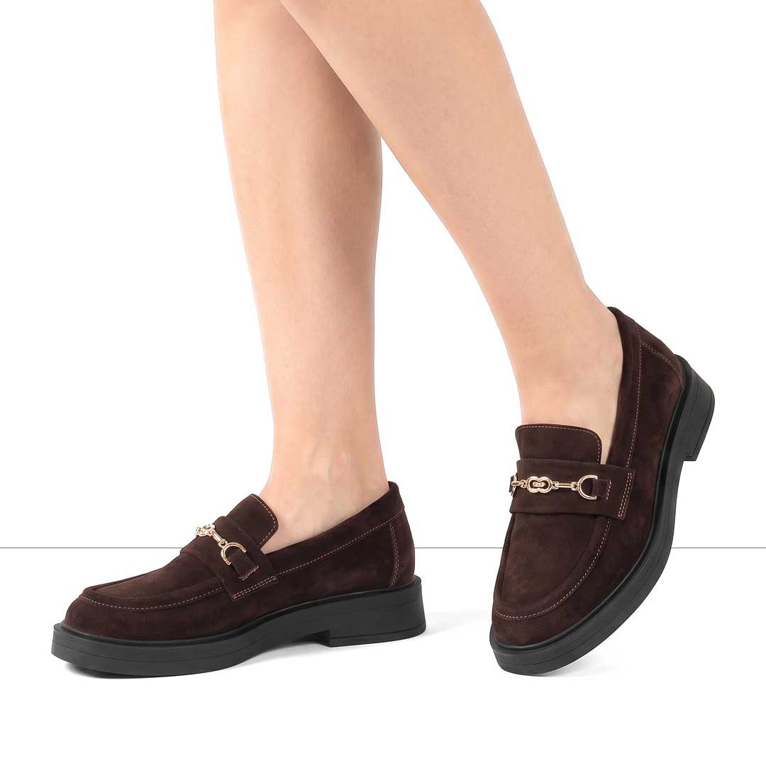 Kadın Kahverengi Süet Deri Loafer